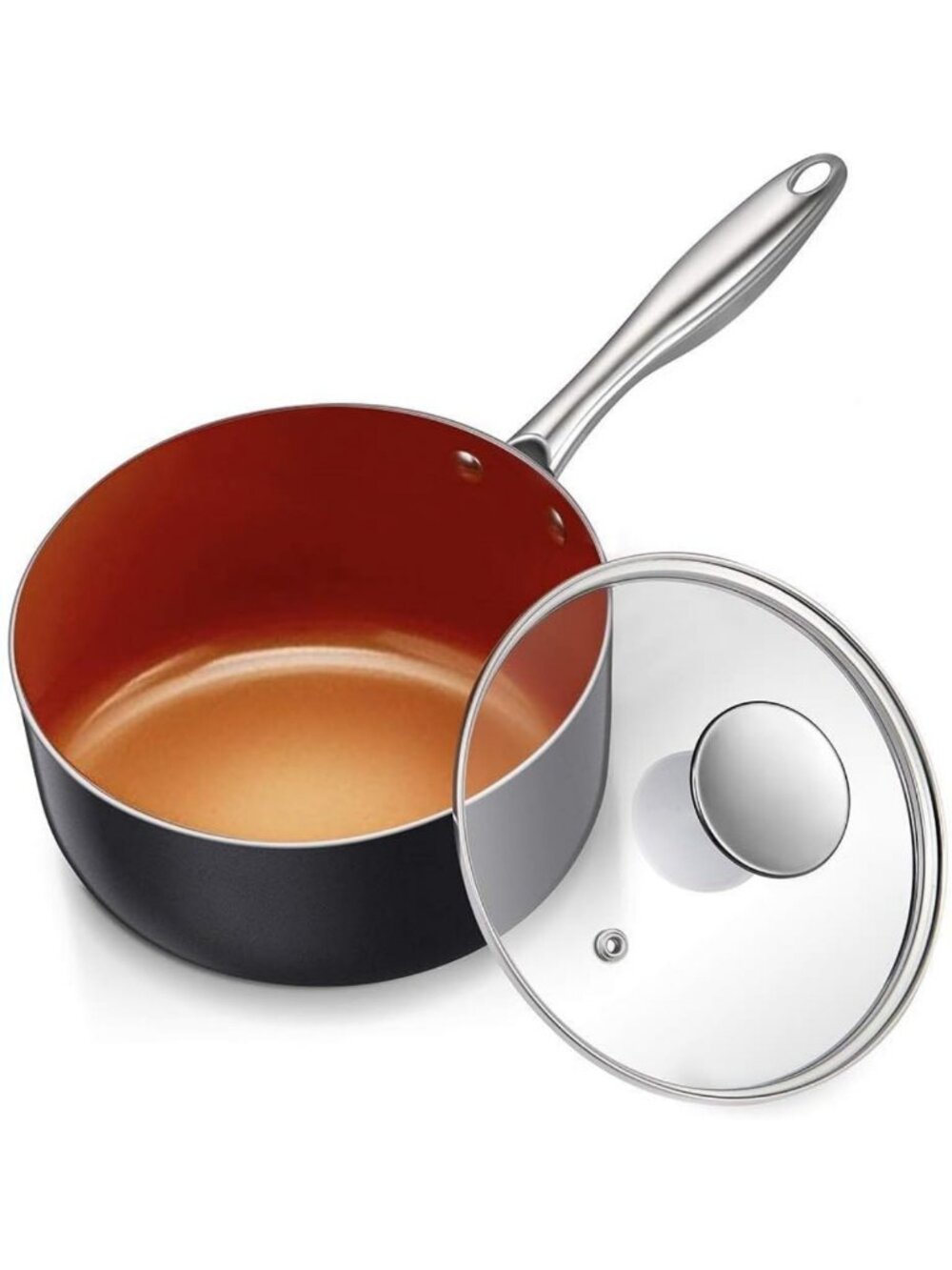Ultra Nonstick 3Qt Saucepan with Lid - Induction Compatible Ceramic Cookware